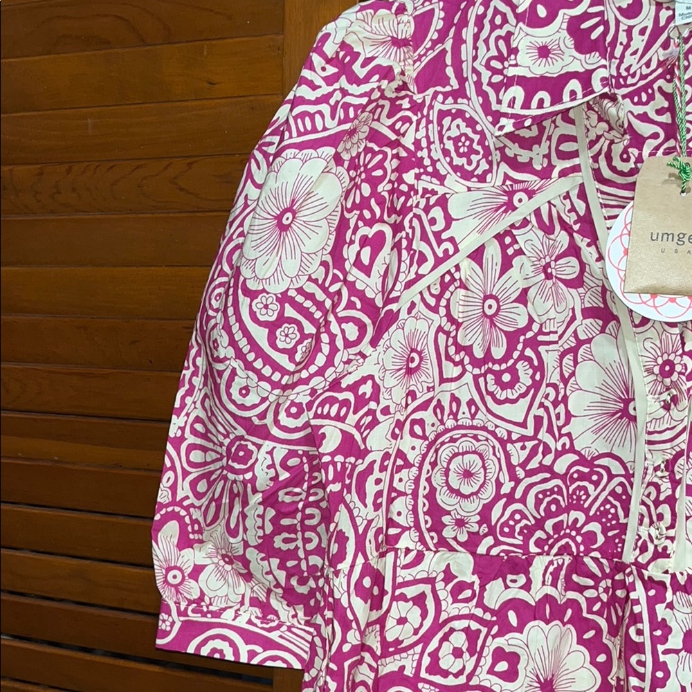 NWT Umgee Mini Dress Raspberry and Cream Floral Patterned Dress - Picture 6 of 12